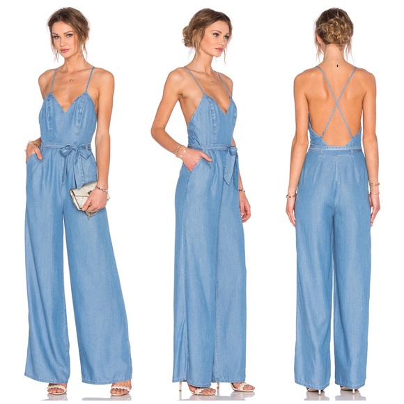 Lovers + Friends Pants - LOVERS FRIENDS DENIM JUMPSUIT REFORMATION REVOLVE